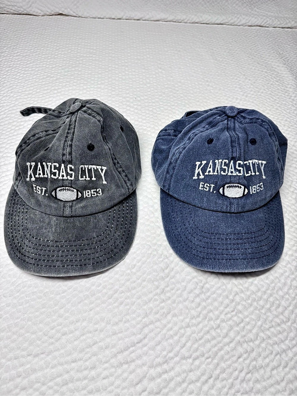 E by Elidan Kansas City Football Dad Hats Set of 2 Navy & Gray Adjustable